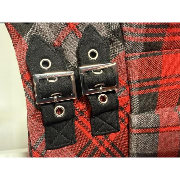 NWT Halara High Waisted Decorative Buckle 2-in-1 Plaid Pleated Mini Skirt - XS - Picture 6 of 11